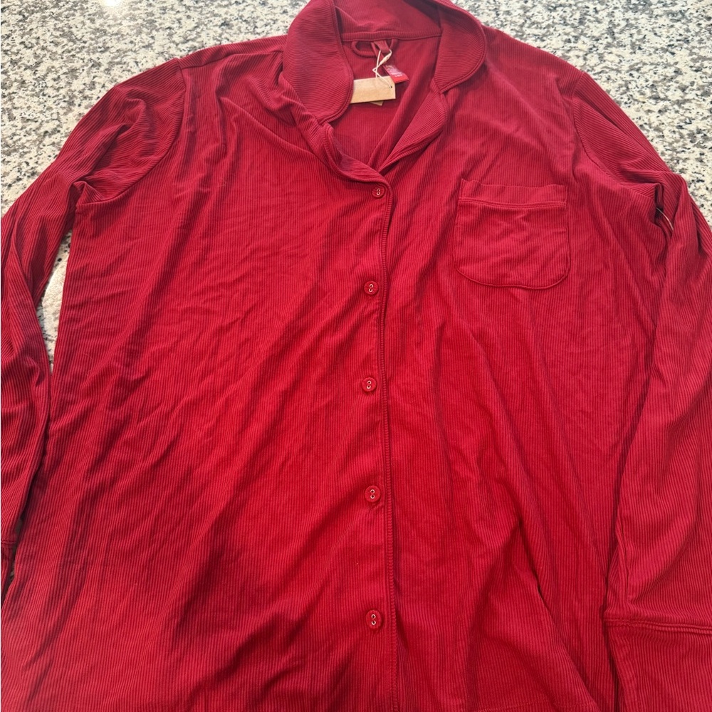 Skins Red Button-Up Long Sleeve Shirt